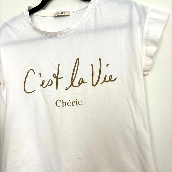 Vic Bee “C'est La Vie Cherie” Ruffle Sleeve T-Shirt - Picture 4 of 6